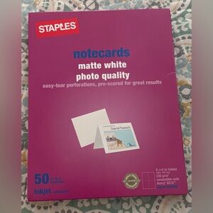 NEW!! Staples Matte White Photo Quality Notecards